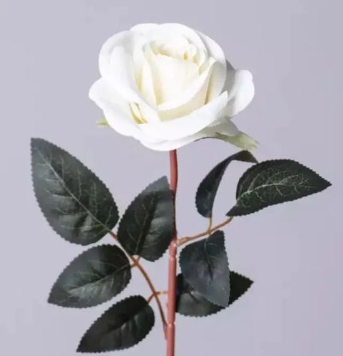 Цветок искусственный роза цв.белый 51см 535-383